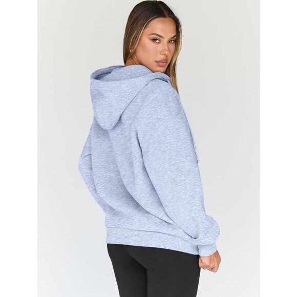 Women's Grey Oversized Hoodie with Zipper and 'Baby' Graphic Stylish - Picture 4 of 5